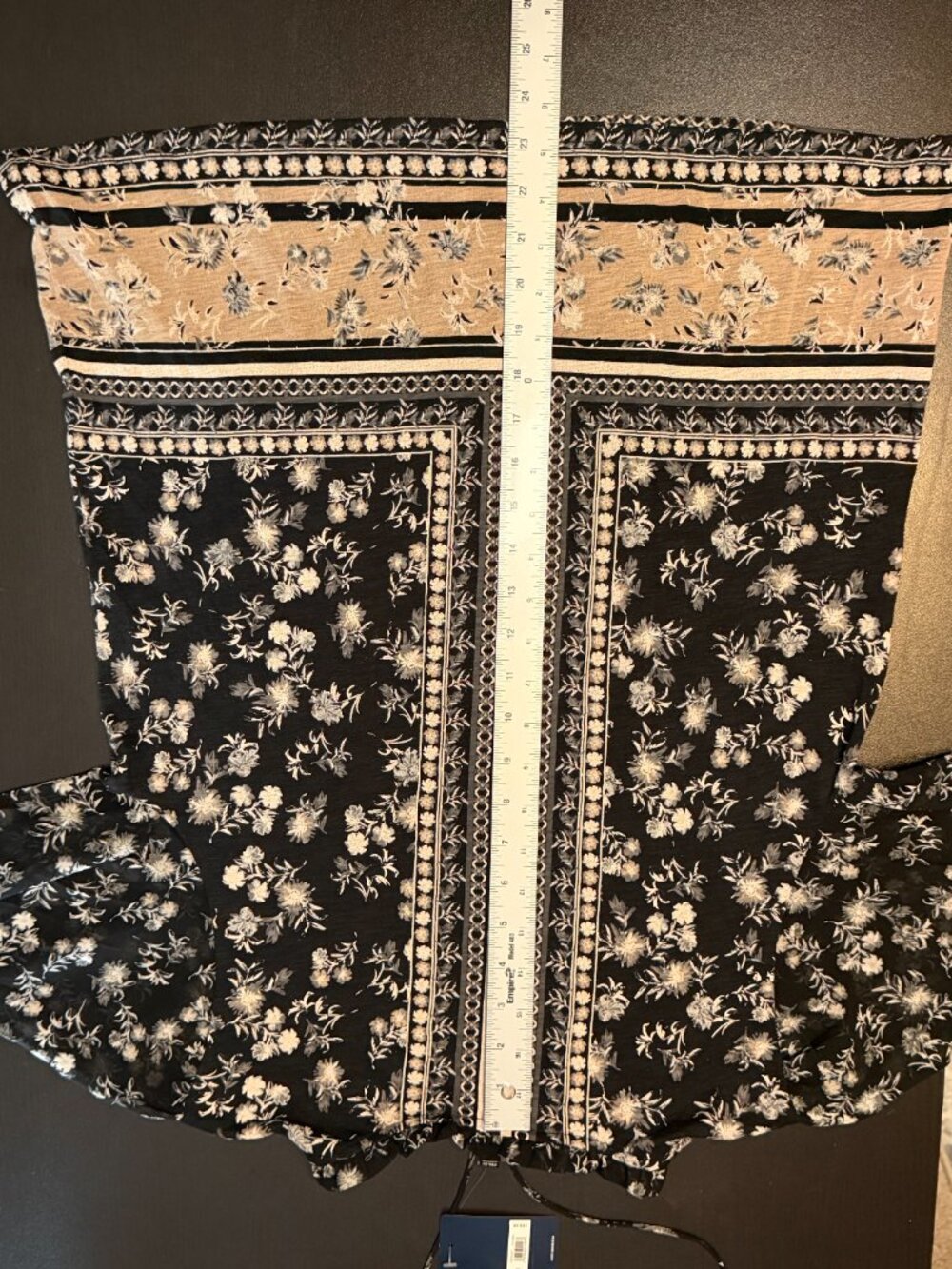 NWT Lucky Brand Black Floral Short Sleeve Peasant Boho Blouse Top Size M - Picture 10 of 11